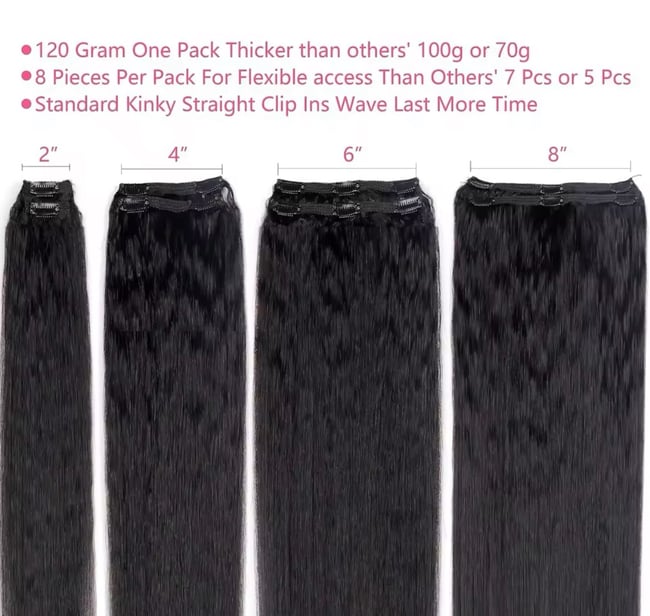 Kinky Straight Clip In Hair Extensions Real Human