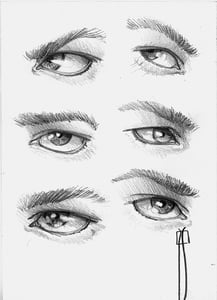 Image of six male eyes