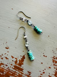 Image 2 of opal topaz and stacked turquoise earrings