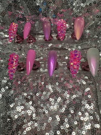 Image 10 of  Pink Barbie dream Long stiletto gel press on nails