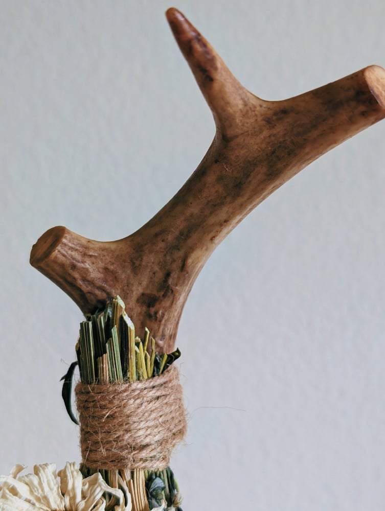 Image of Mugwort and Lavender Broom (wrapped on deer antler)