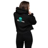 Black Crop Hoodie with Mint and White Logos