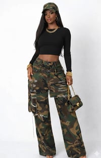Layered Camo Denim Pants