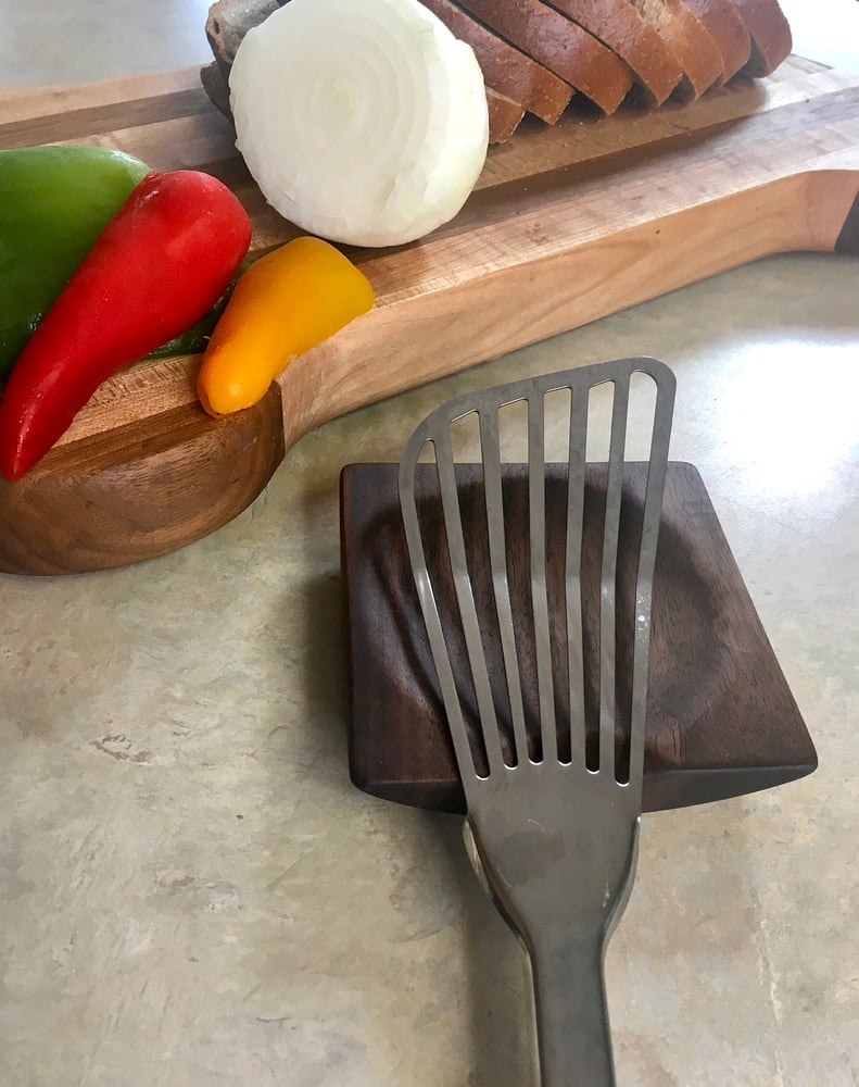 Walnut Wooden Spoon Rest, Wood Spoon Holder, County Kitchen Ladle Holder,  Unique Housewarming Gift