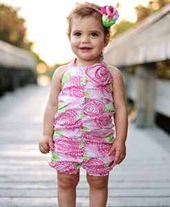 Image of Fabulous Circles Rouched RuffleButt Romper