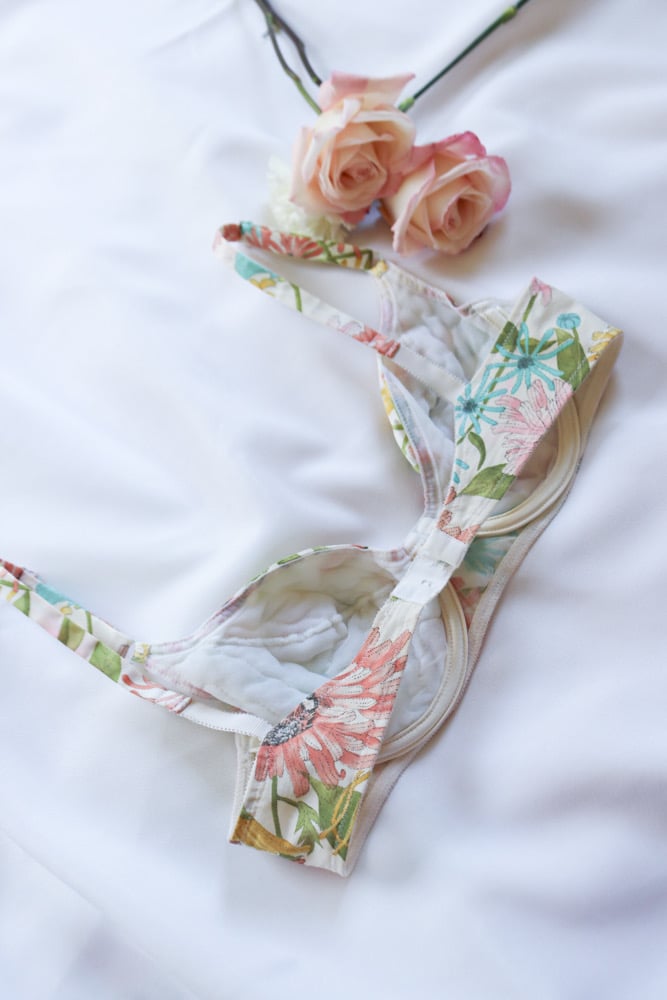 Image of Vintage 1970s Vanity Fair Springtime Fairy Bra with Flowers and Butterflies (36B)