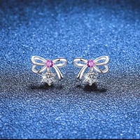 Image 3 of 925 Silver Butterfly Moissanite Stud Elegance Earrings
