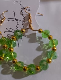 Image 3 of Green 💚 & Gold Earrings 
