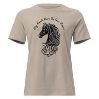 Image 5 of Women's Relaxed T-Shirt, My Heart Runs On Four Hooves Horse Tee