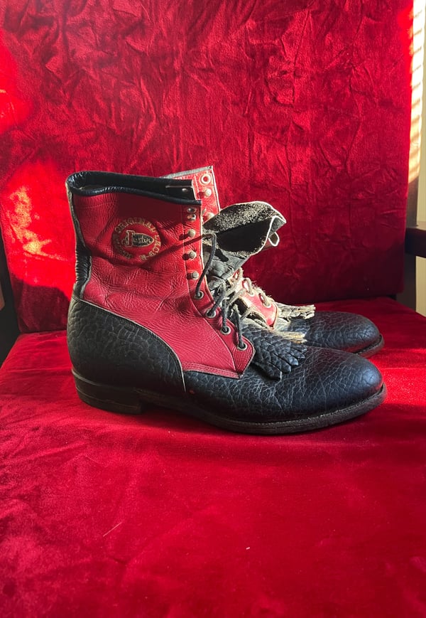 Image of Vintage Red and Black Western Boots