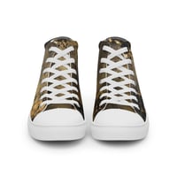 Image 9 of Black and Gold Tattered Textured Look Goth Women’s high top canvas shoes