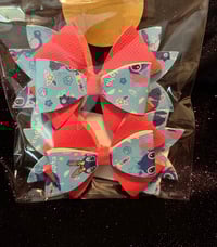 Image 3 of 4" Blue Alien Leather Bows