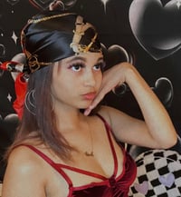 Image 4 of Black & Red Silk Head Scarf