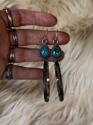 Image of Turquoise Snakeskin Hoops