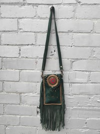 Image 2 of Fur Baby Mobile Bag DARK GREEN -RED stone