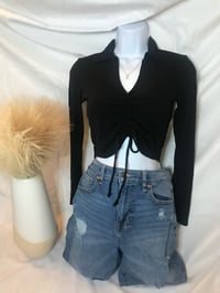 Image 1 of Collar Rib Crop Top