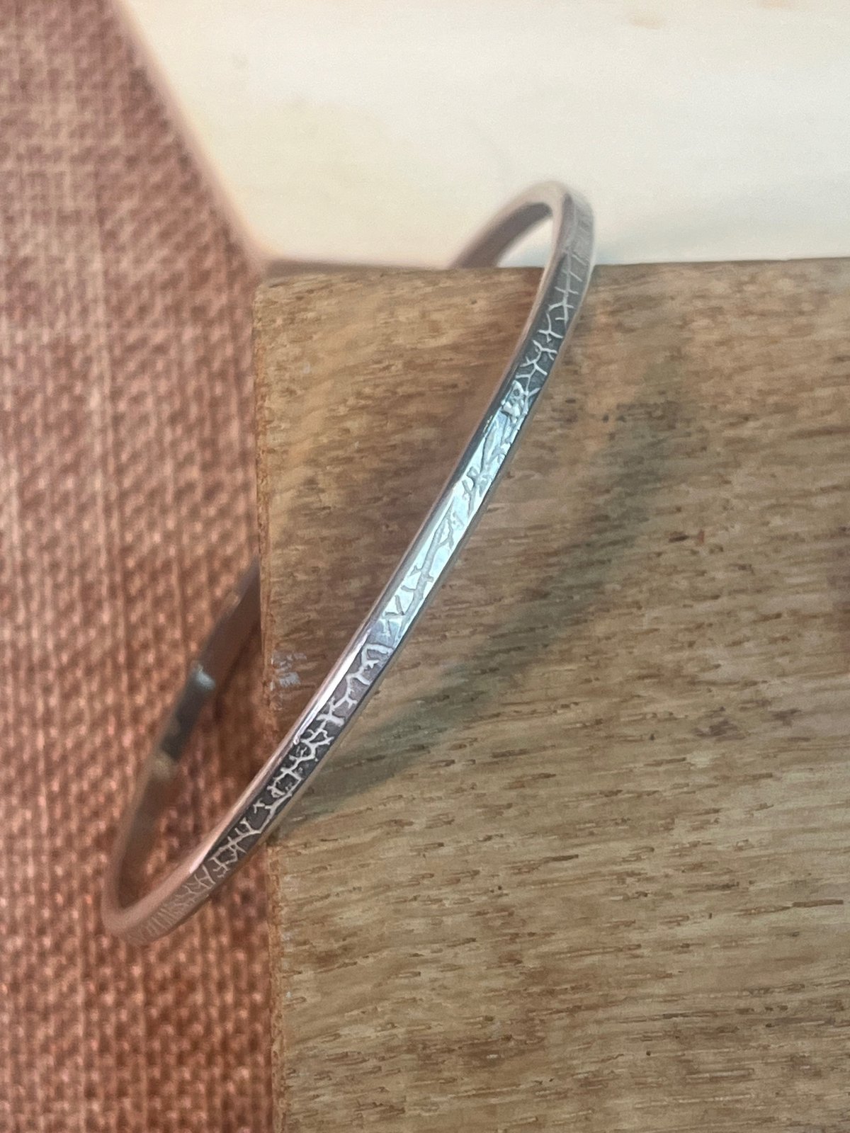 Image of 3mm textured recycled sterling silver bangle