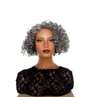 Image 1 of RIVA Gray and Black Curly Bob Wig with Voluminous Curls