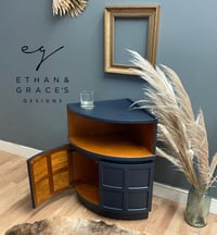 Image 1 of Dark blue & teak Nathan corner unit 