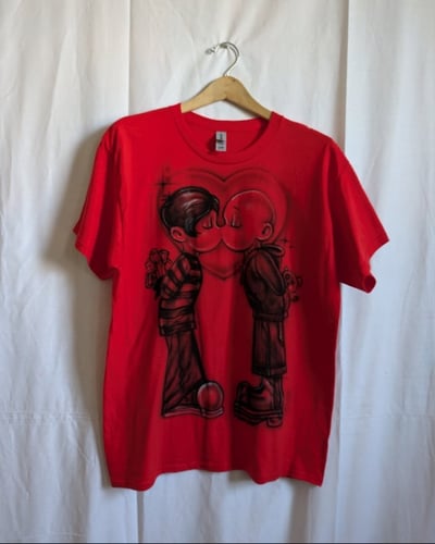 Image of emo couple red tee