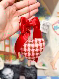 Image 5 of My Heart To Yours Ornament Vintage houndstooth Wool 