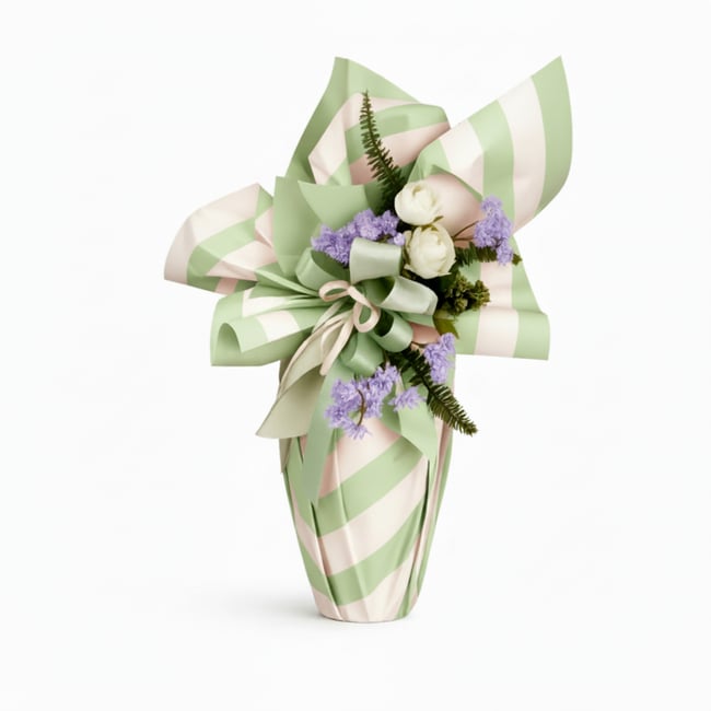 Uovo di Pasqua Artigianale di Cioccolato Fondente o al Latte - Verde a righe avorio