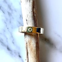 Image 3 of Celestial 18ct Gold Wedding Ring Sun Stamp Detail. Sunshine Gold Wedding Band Stamped