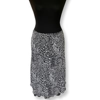 Image 1 of Vintage 90s Bias Cut Black and White Floral Print Reversible Midi Skirt - XL 