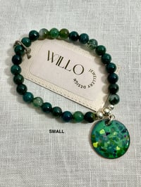 Moss Agate bracelet with enamel charm 