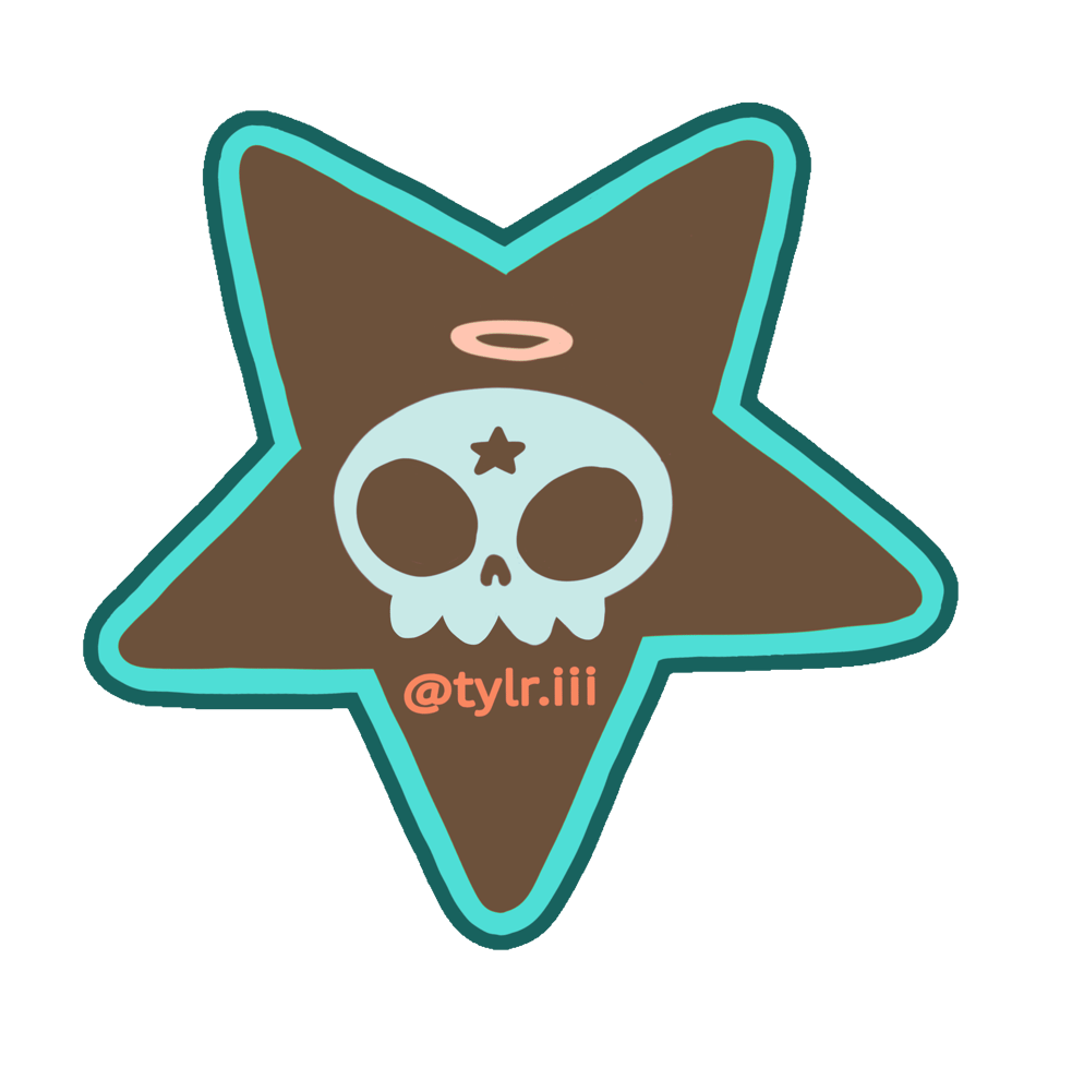 Image of “SKULLY STARS” Sticker (Mud&Teal)