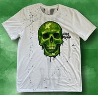 Image 1 of ‘GREEN SKULL’ HAND PAINTED T-SHIRT LARGE