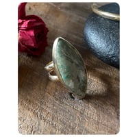 Image 3 of Solid Brass Seraphinite Ring and Cuff Set