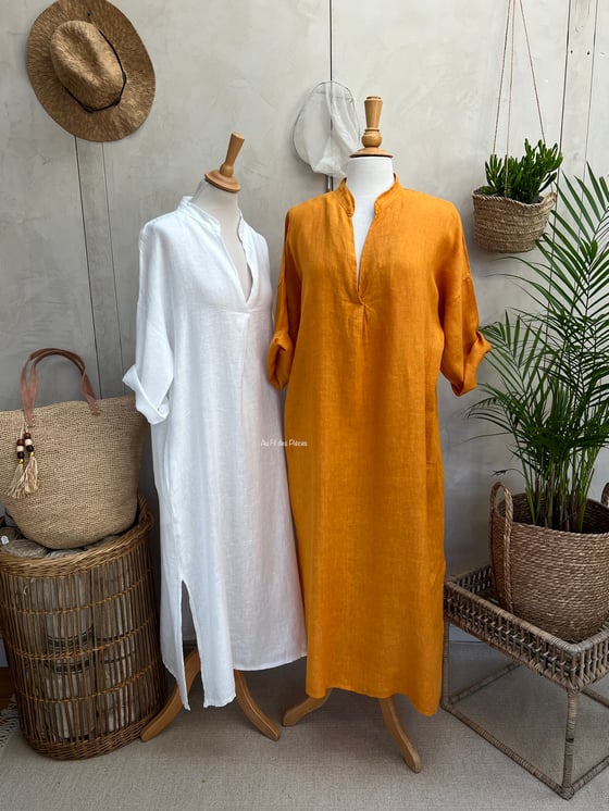 Image of Robe Tunique En Lin Cybèle Tangerine 
