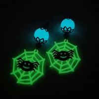 Image 2 of Glow-in-the-Dark Spider Web Earrings