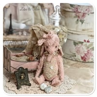 Image 5 of Handmade artist elephant in pink and vintage french lace