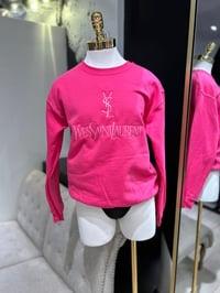 Image 1 of YSL Embroidered Crewneck Pink/Pink