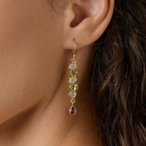 Image of Banyan Peridot, Moonstone & Tourmaline Earrings