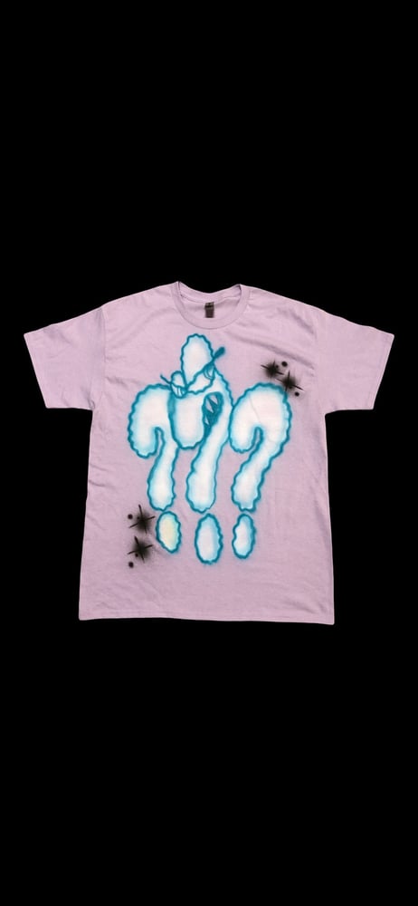 Image of AIRBRUSH TEE SIZE LARGE WHITE/BLUE