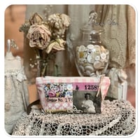 Image 1 of tiny slow stitch sewing pouch full of haberdashy supplies