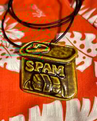 Image 2 of Ceramic "SPAM" Pendant Brown Glaze - Free Shipping