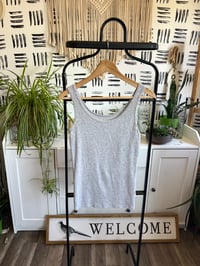 Image 1 of gray ribbed tank 