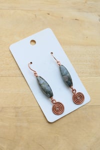 Image 2 of Copper + Swirly Beaded Earrings