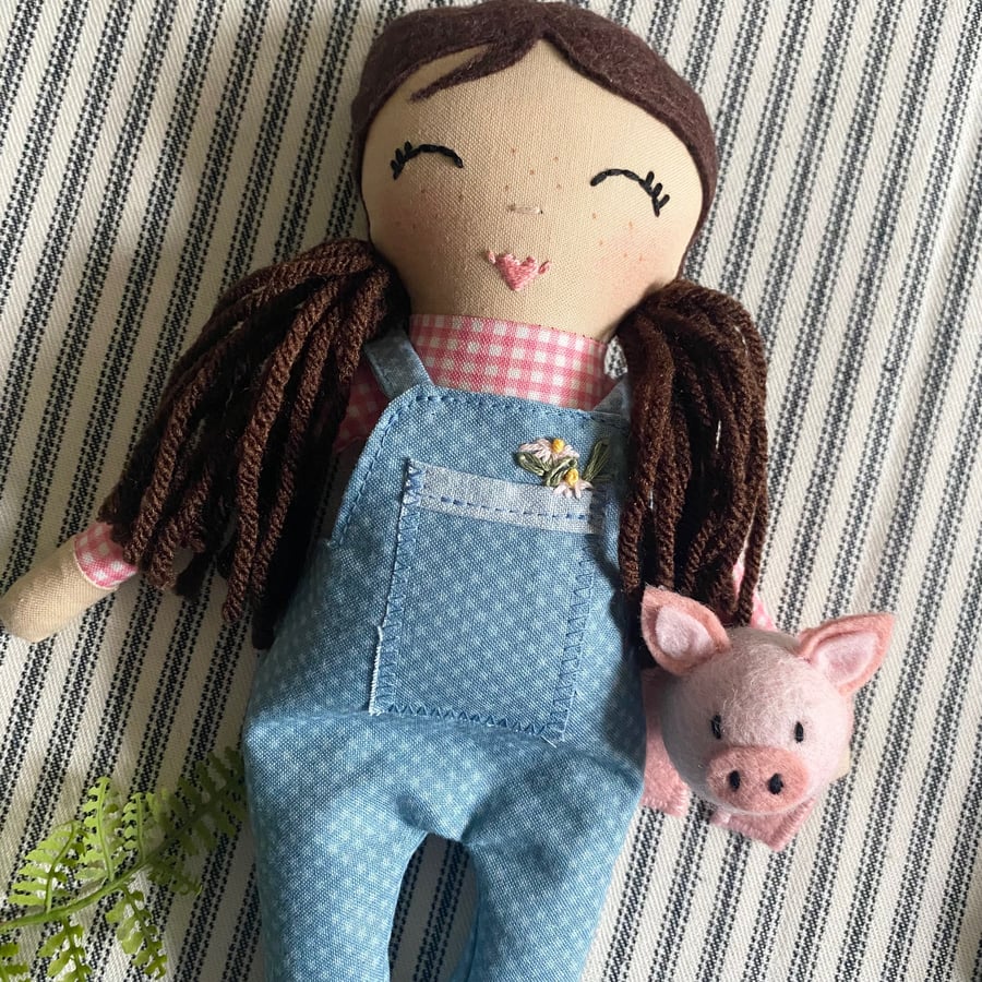 Image of Farm Girl & Her Piggy