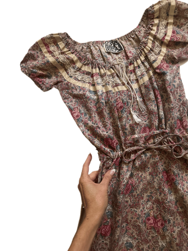 70s floral peasant dress