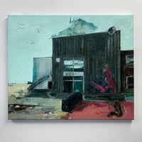 Image 4 of Painting / maleri / "ISLANDS BRYGGE – Malerdrømme og tankestreger – Skolegården II" / 50x60 cm