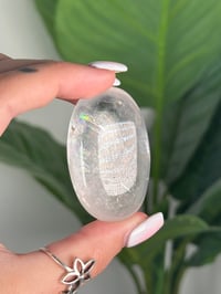 Image 3 of LIGHT HONEY RAINBOW OPTICAL CALCITE PALM STONES