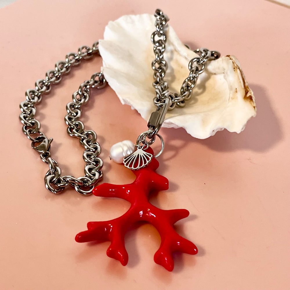 Image of Big Chunky Coral Necklace - Stainless Steel