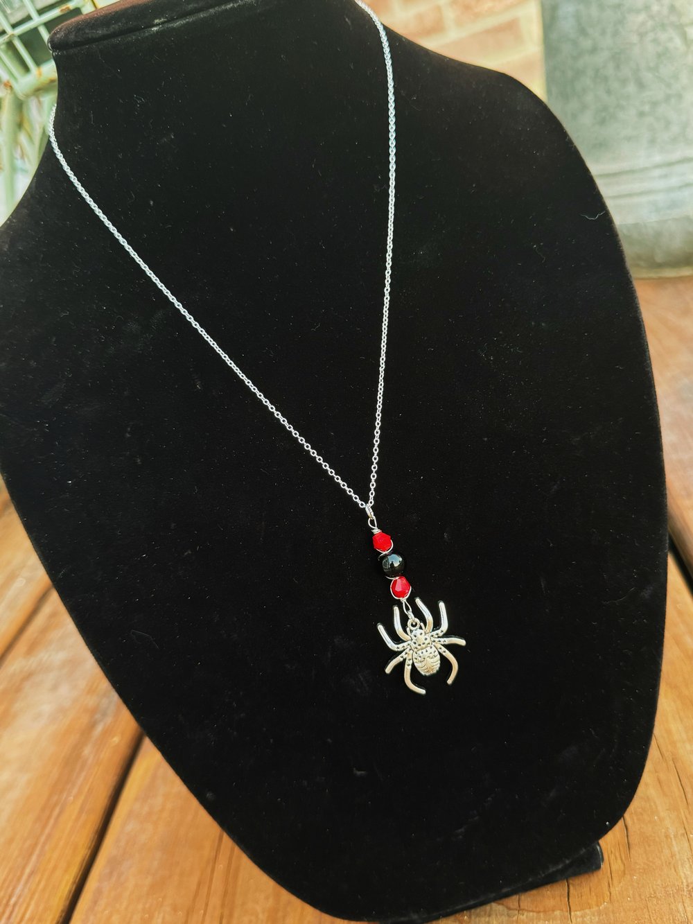 Image of Spider Necklace w/ Black Obsidian