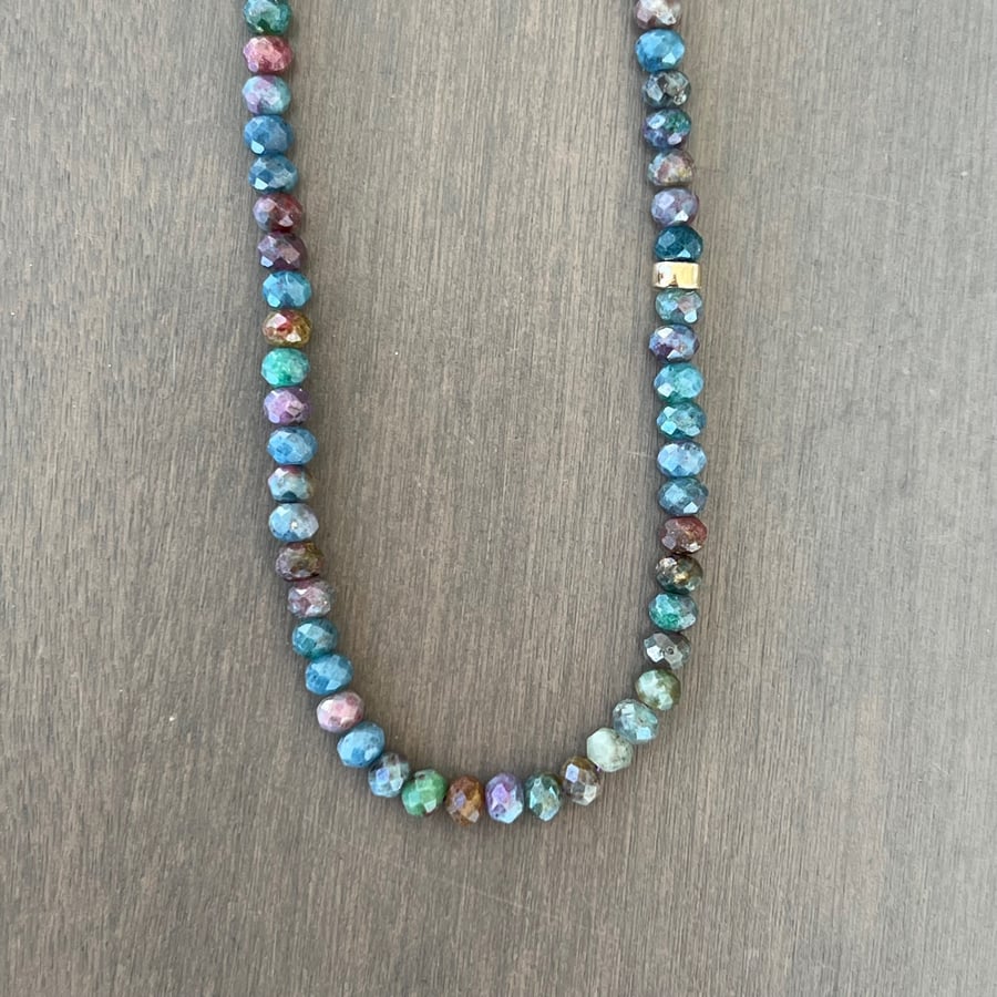 Image of Ruby, Kyanite, & Fuchite Necklace with 14k Gold
