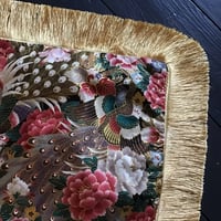 Image 5 of Japanese Metallic Peacock Cushion Cover With Gold Fringe
